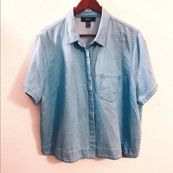 Forever 21+ Denim Blouse - Picture 1 of 5
